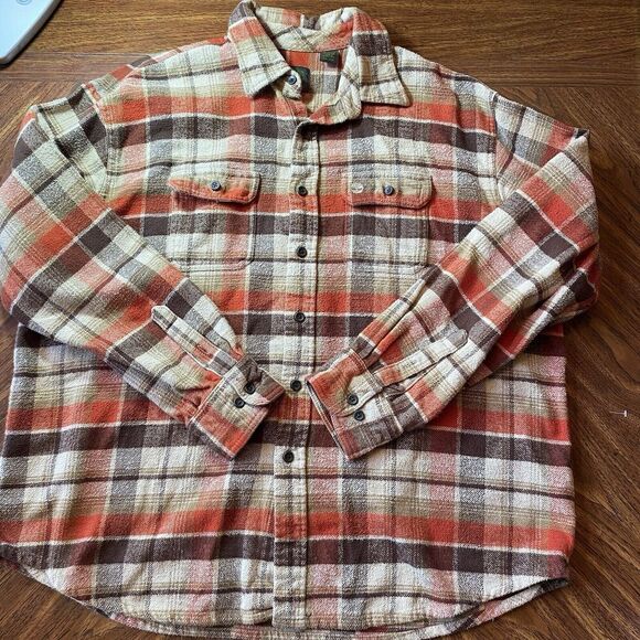 Timberland Other - TIMBERLAND Flannel Plaid Shirt Button Front 100% Heavy Cotton Mens XXL Red Brown